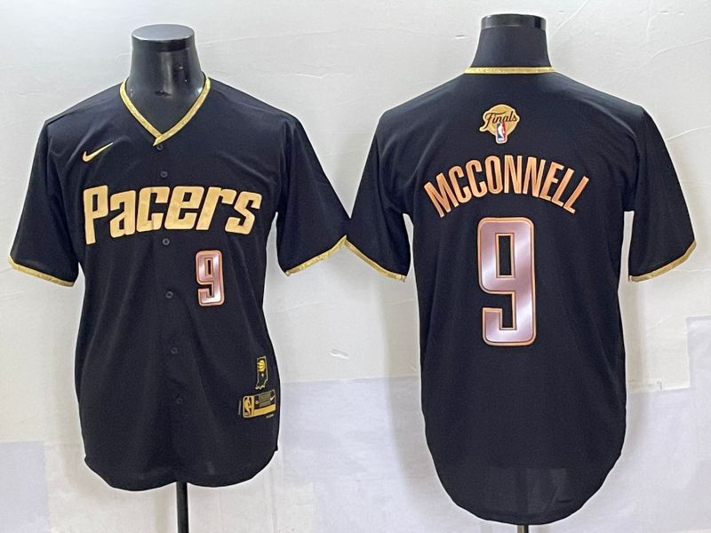 Men 2025 Indiana Pacers #9 Mcconnell Black Joint Name NBA Jersey style 21